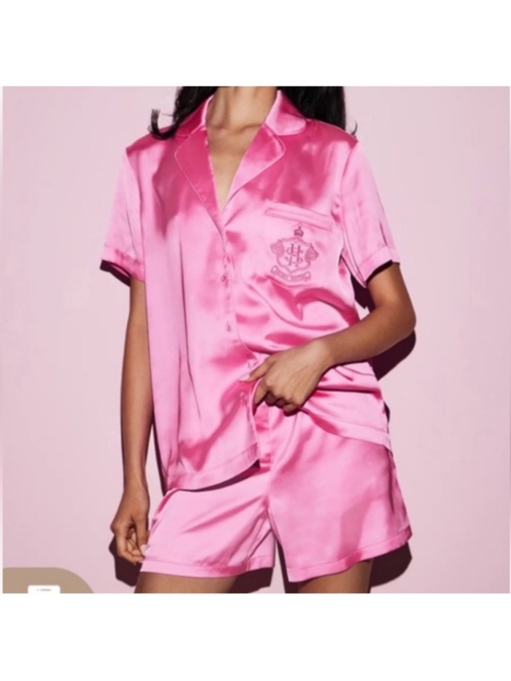 Skims Hotel Shine Orchid Satin Sleep Shirt